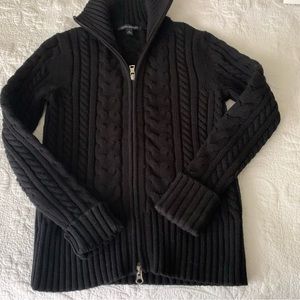 Womens Banana Republic Dark Navy Cable Knit Zip Up Sweater Cardigan Jacket Sz M